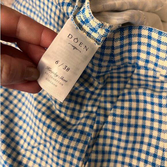DOEN Kingsley Short Southampton Gingham Blue Plaid Shorts Size 6 - Picture 7 of 8